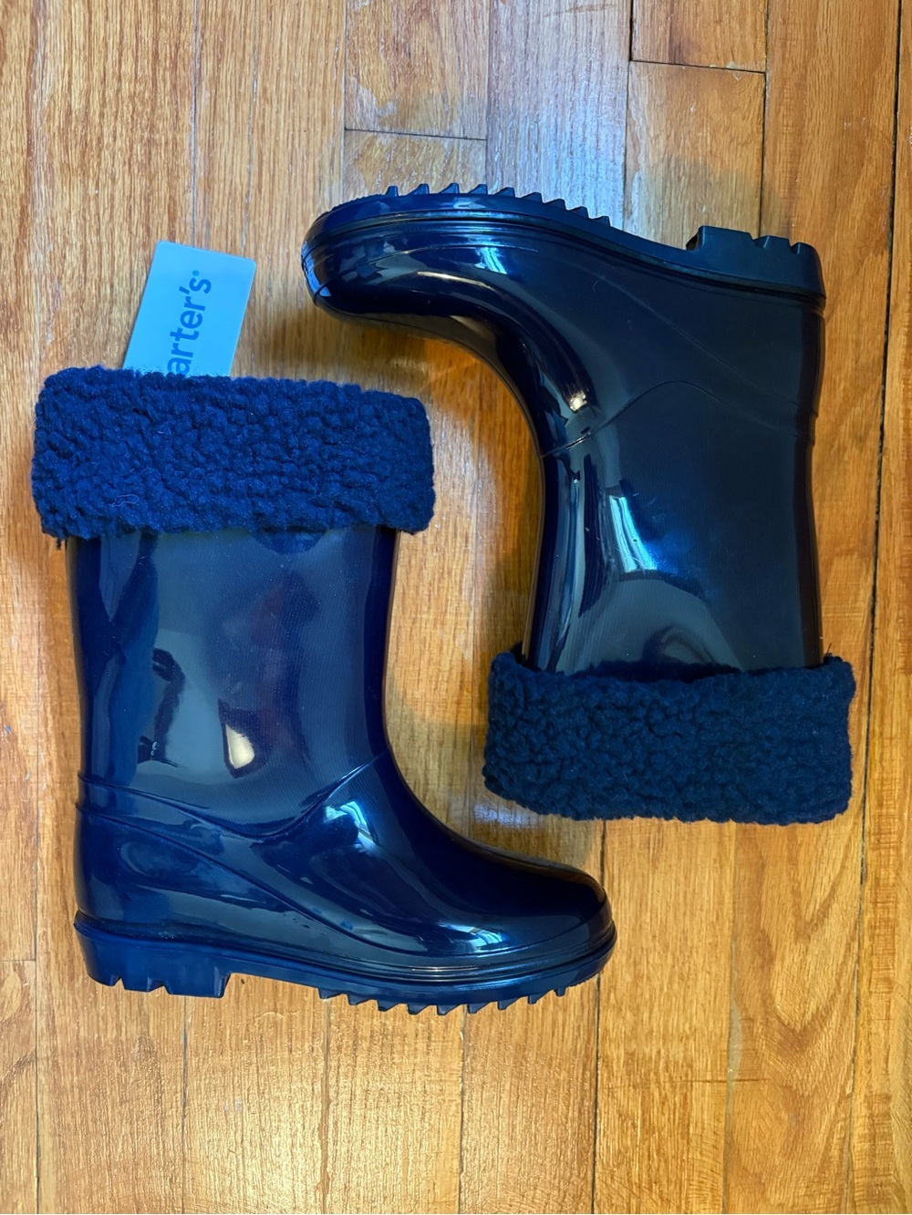 NWT Toddlers Navy Carters faux fur rubber boots 11M